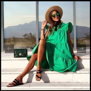 Green Tiered Midi Tent Dress - Never Worn